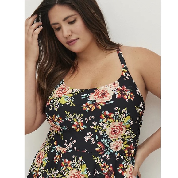 Torrid 2 SHORT LENGTH SIDE TIE SWIM DRESS - FLORAL - Picture 4 of 13